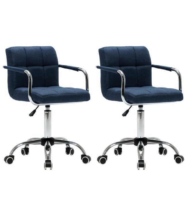 Eetkamerstoelen draaibaar 2 st stof blauw