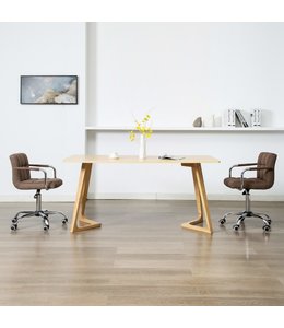 Eetkamerstoelen draaibaar 2 st stof bruin