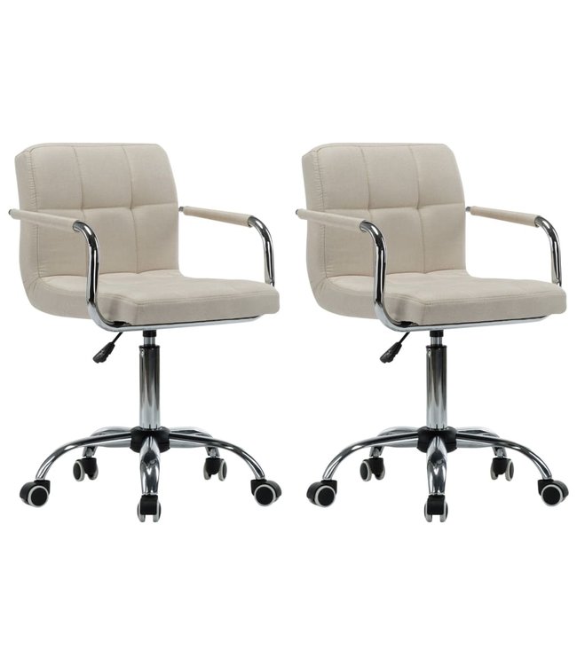 Eetkamerstoelen draaibaar 2 st stof crème