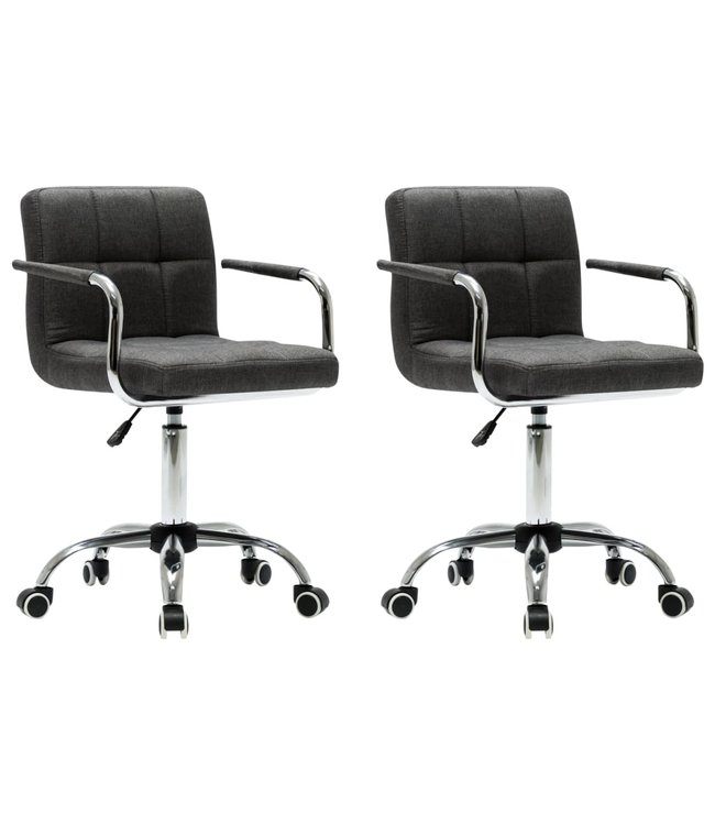 Eetkamerstoelen draaibaar 2 st stof donkergrijs