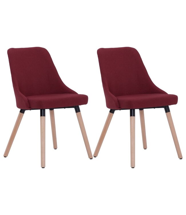Eetkamerstoelen 2 st stof wijnrood