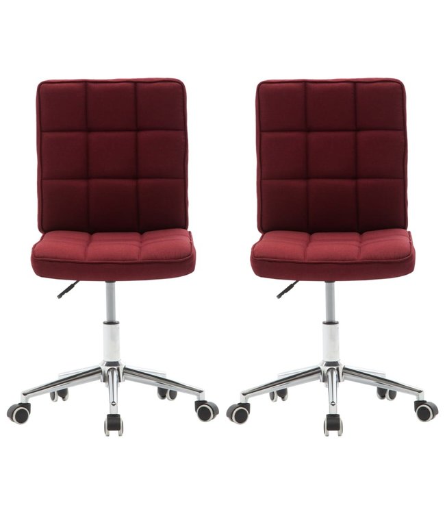 Eetkamerstoelen 2 st stof wijnrood