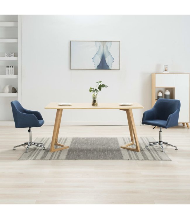 Eetkamerstoelen draaibaar 2 st stof blauw