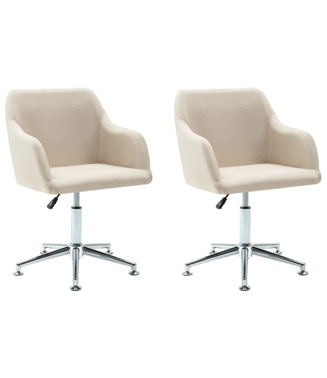 Eetkamerstoelen draaibaar 2 st stof crème