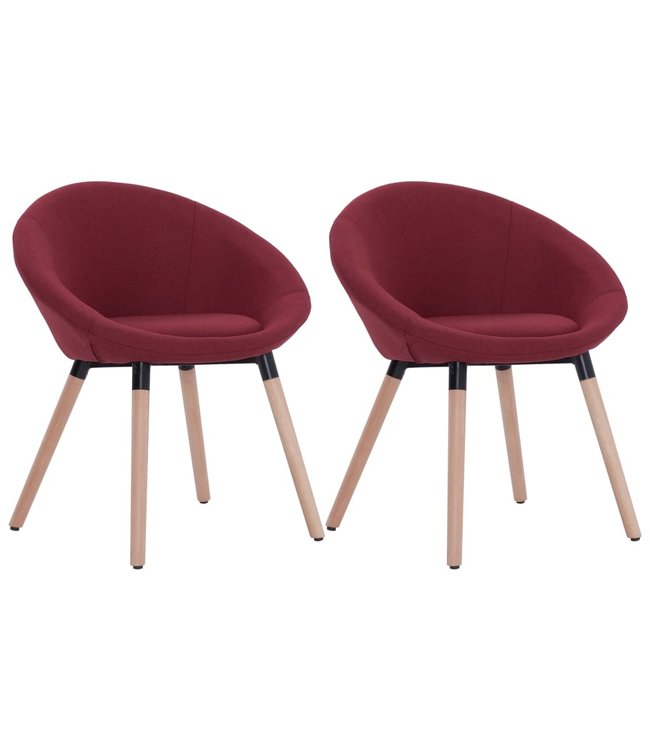 Eetkamerstoelen 2 st stof wijnrood