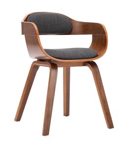 Eetkamerstoel stof en gebogen hout donkergrijs