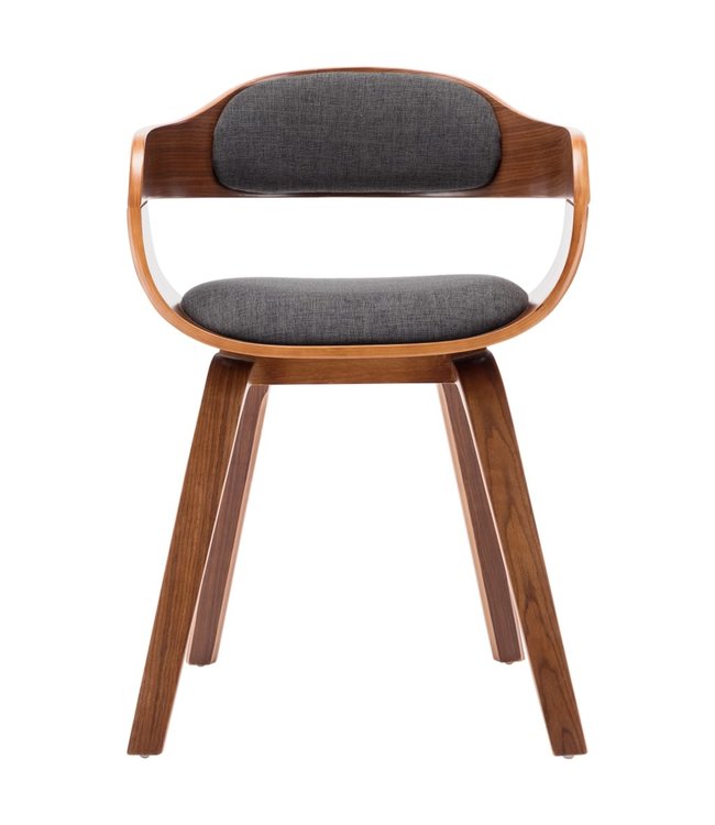 Eetkamerstoel stof en gebogen hout donkergrijs