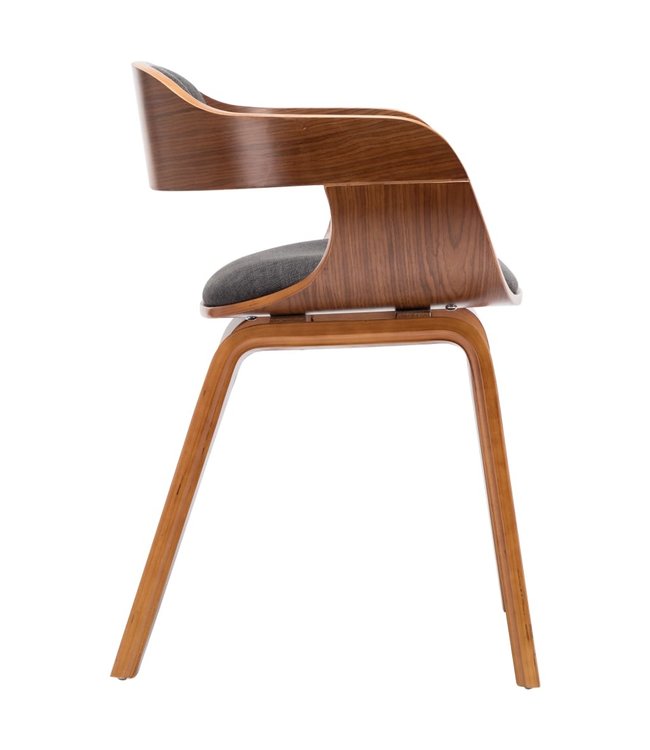 Eetkamerstoel stof en gebogen hout donkergrijs