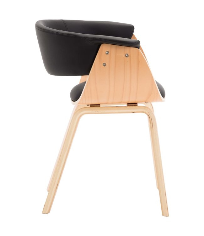 Eetkamerstoel gebogen hout en kunstleer zwart