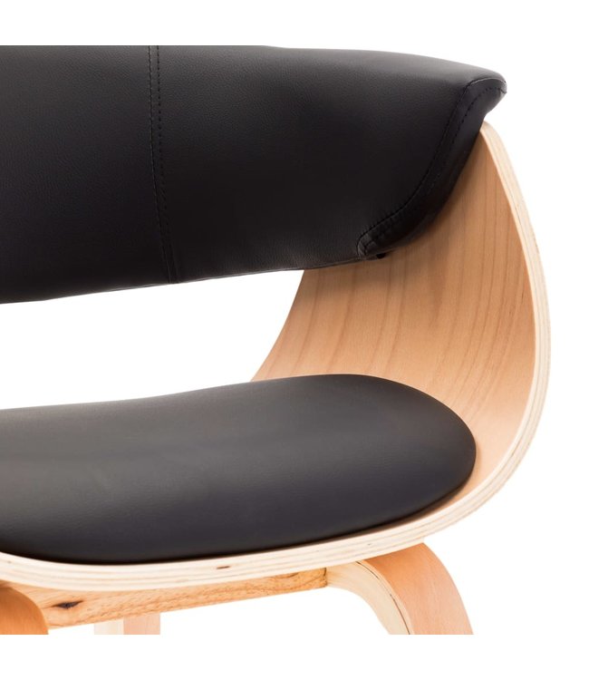 Eetkamerstoel gebogen hout en kunstleer zwart