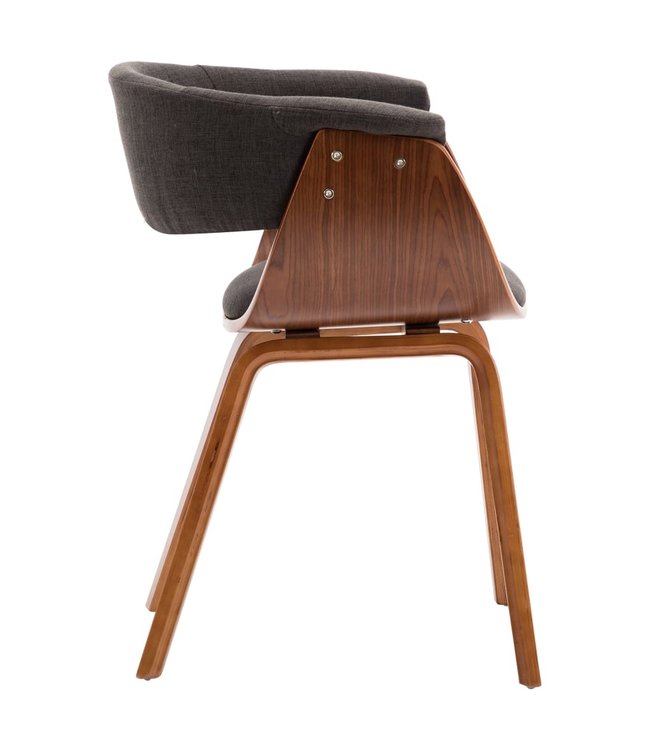 Eetkamerstoel gebogen hout en stof grijs