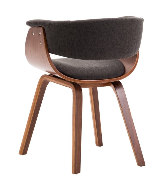 Eetkamerstoel gebogen hout en stof grijs