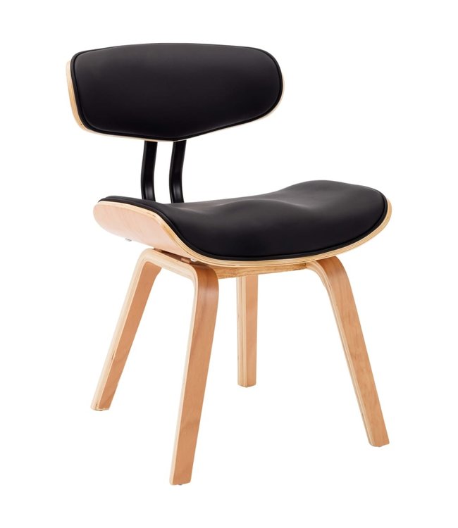 Eetkamerstoelen 2 st gebogen hout en kunstleer zwart