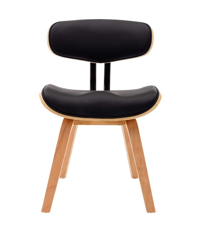 Eetkamerstoelen 2 st gebogen hout en kunstleer zwart