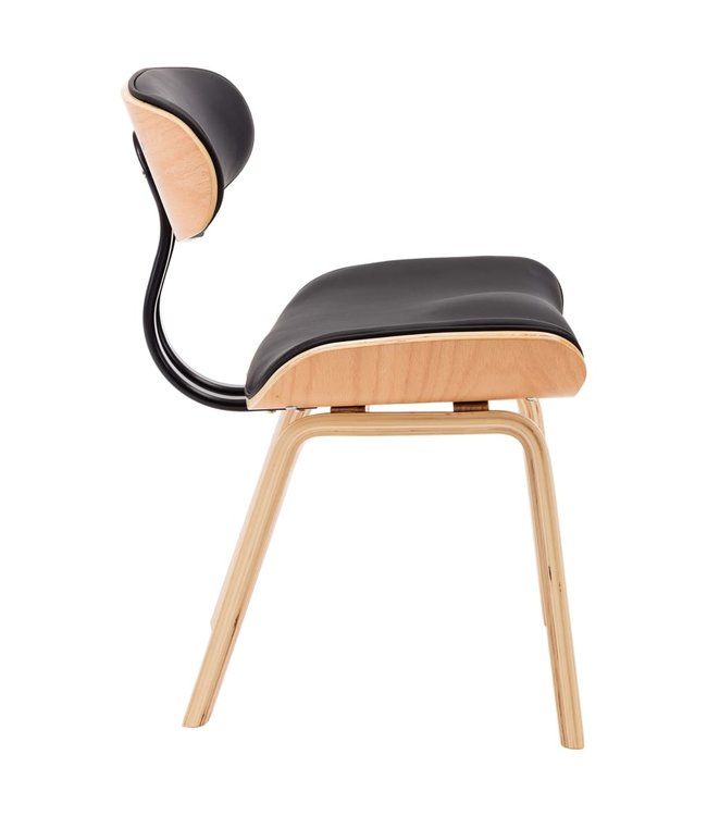 Eetkamerstoelen 2 st gebogen hout en kunstleer zwart