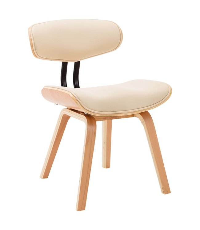 Eetkamerstoelen 2 st gebogen hout en kunstleer crème
