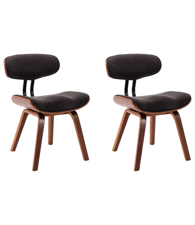 Eetkamerstoelen 2 st gebogen hout en stof grijs
