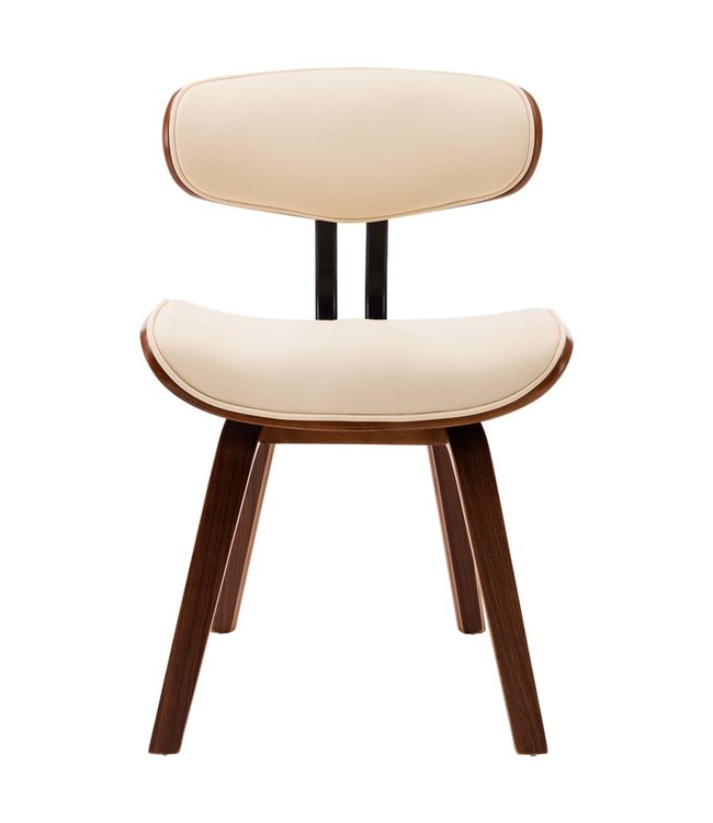 Eetkamerstoelen 2 st gebogen hout en kunstleer crème