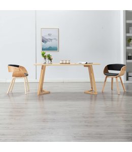 Eetkamerstoel gebogen hout en kunstleer zwart