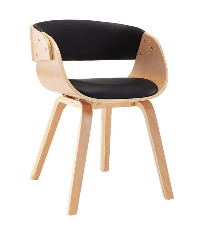 Eetkamerstoel gebogen hout en kunstleer zwart