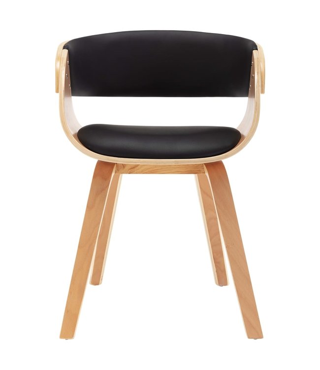 Eetkamerstoel gebogen hout en kunstleer zwart