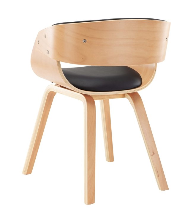 Eetkamerstoel gebogen hout en kunstleer zwart