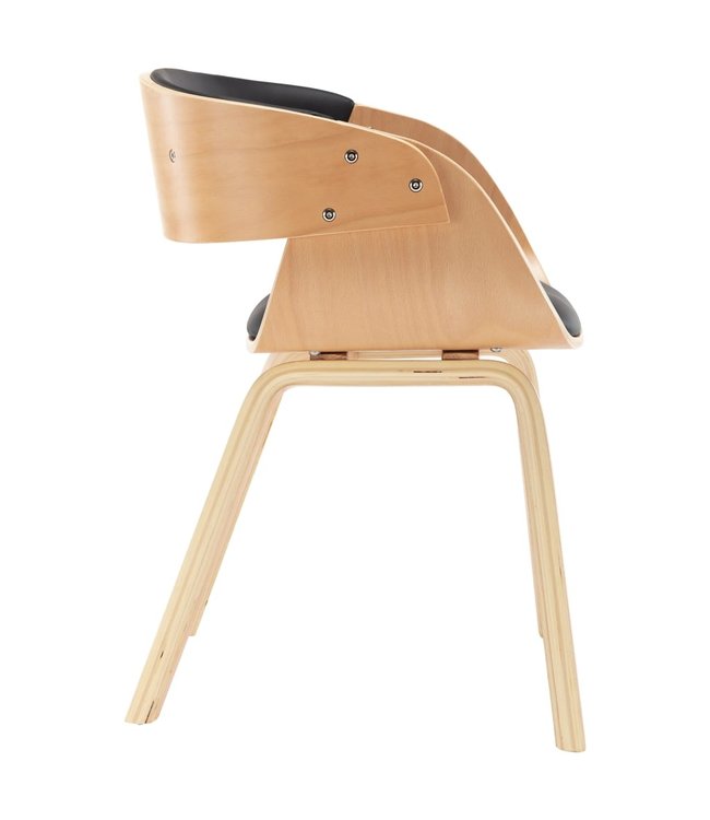 Eetkamerstoel gebogen hout en kunstleer zwart