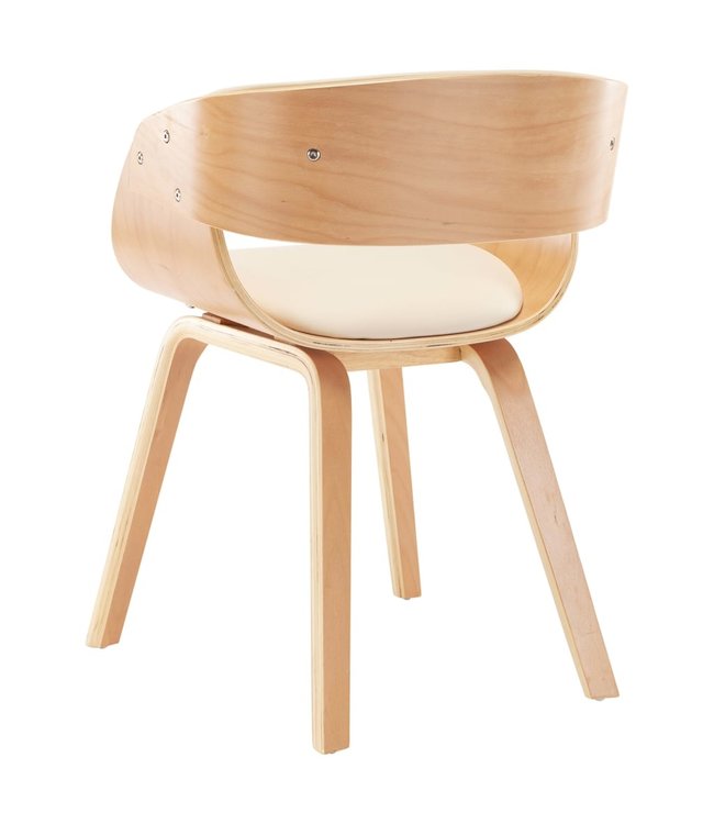 Eetkamerstoel gebogen hout en kunstleer crème