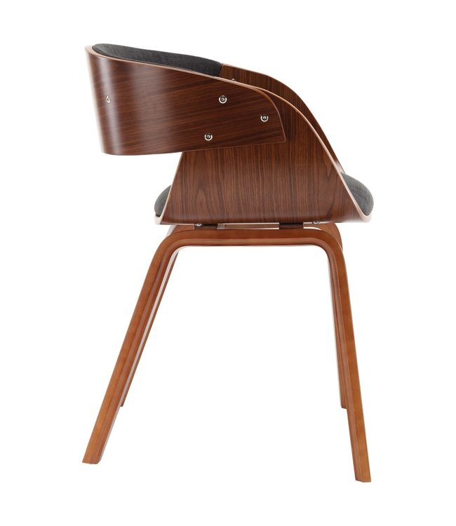 Eetkamerstoel gebogen hout en stof grijs