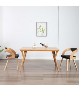 Eetkamerstoelen 2 st gebogen hout en kunstleer zwart