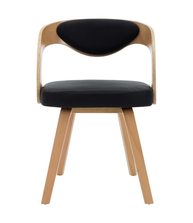 Eetkamerstoelen 2 st gebogen hout en kunstleer zwart