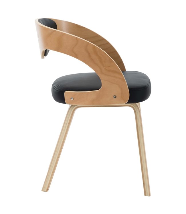 Eetkamerstoelen 2 st gebogen hout en kunstleer zwart