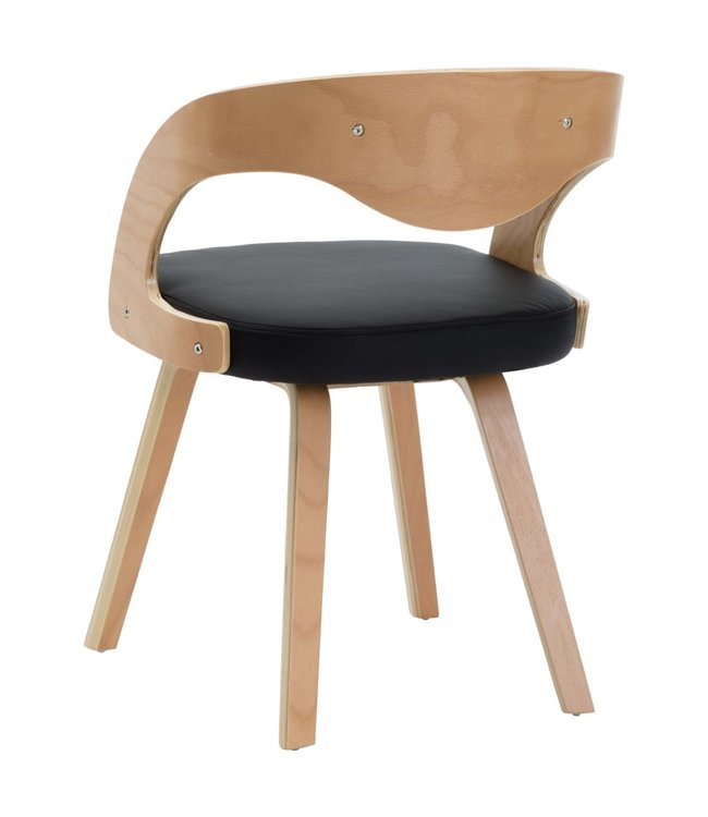 Eetkamerstoelen 2 st gebogen hout en kunstleer zwart