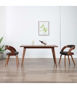 Eetkamerstoelen 2 st gebogen hout en stof donkergrijs