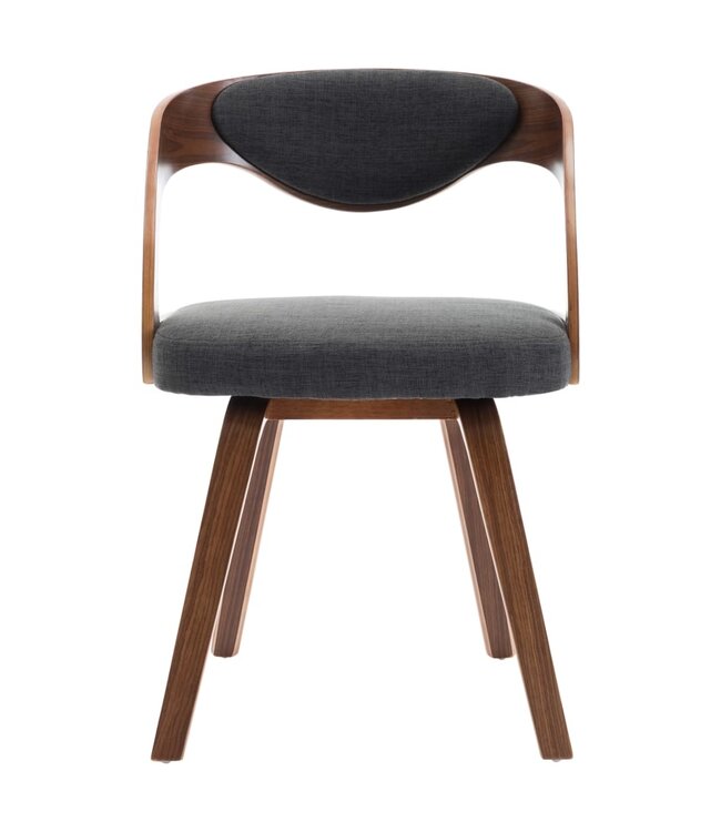 Eetkamerstoelen 2 st gebogen hout en stof donkergrijs
