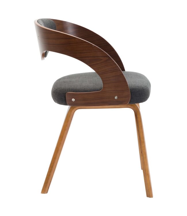 Eetkamerstoelen 2 st gebogen hout en stof donkergrijs