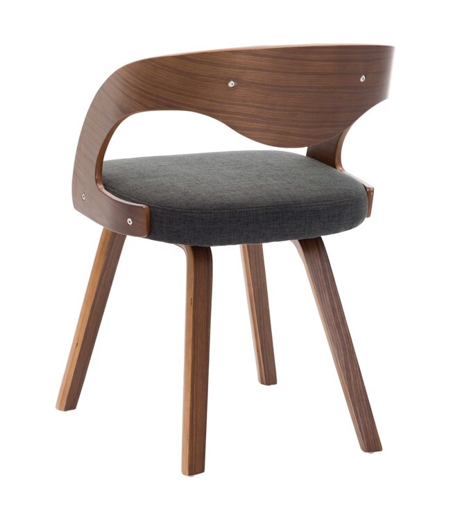 Eetkamerstoelen 2 st gebogen hout en stof donkergrijs