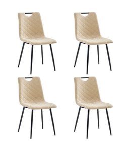 Eetkamerstoelen 4 st kunstleer crème