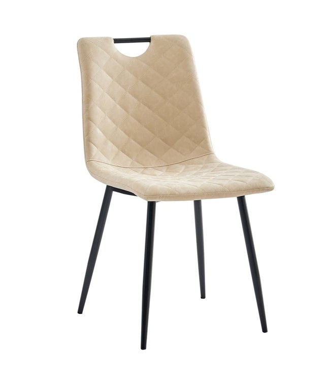 Eetkamerstoelen 2 st kunstleer crème