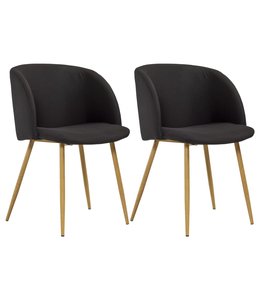 Eetkamerstoelen 2 st stof zwart