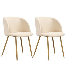 Eetkamerstoelen 2 st stof crème