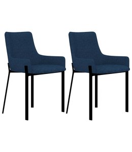 Eetkamerstoelen 2 st stof blauw