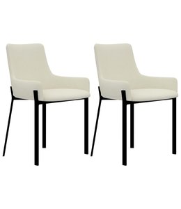 Eetkamerstoelen 2 st stof crème