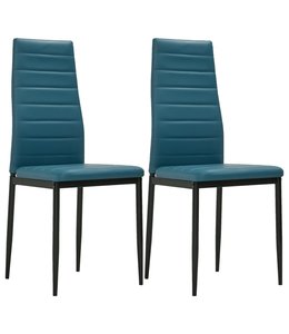 Eetkamerstoelen 2 st kunstleer oceaanblauw