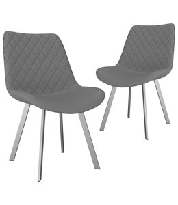 Eetkamerstoelen 2 st kunstleer grijs