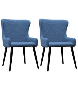 Eetkamerstoelen 2 st stof blauw