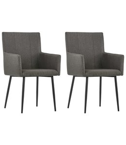 Eetkamerstoelen met armleuningen 2 st stof taupe