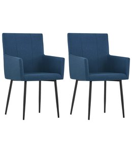 Eetkamerstoelen met armleuningen 2 st stof blauw