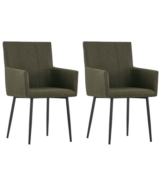 Eetkamerstoelen met armleuningen 2 st stof bruin
