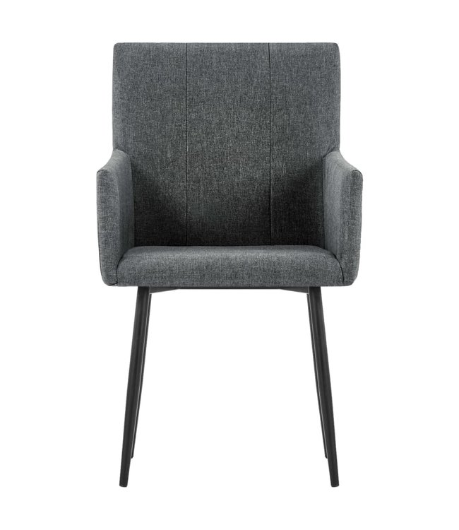 Eetkamerstoelen met armleuningen 2 st stof donkergrijs